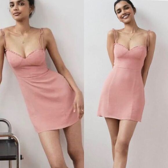 Aritzia Wilfred Mini Pink Dress Fable Tank Backless Size 4 - Picture 1 of 9